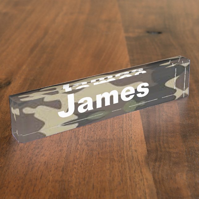 plaque d'identification du bureau James camo (Taille)