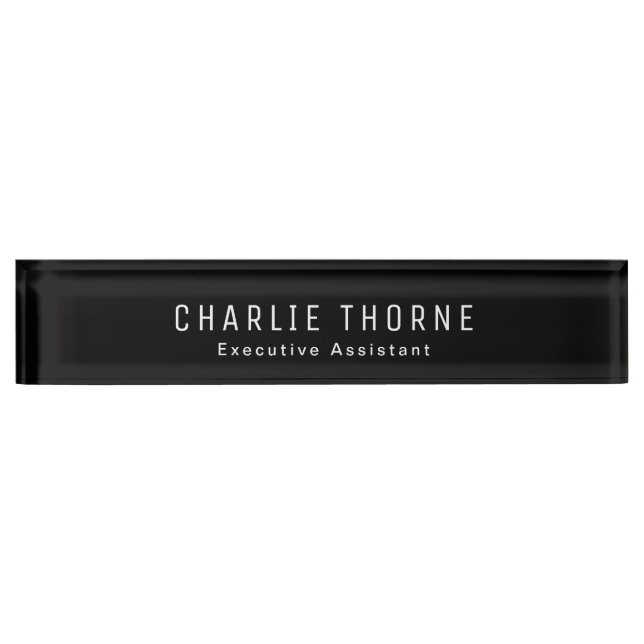 Plaque d'identification du bureau noir solide avec (Devant)