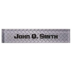 Plaque d'identification en acier gris diamant