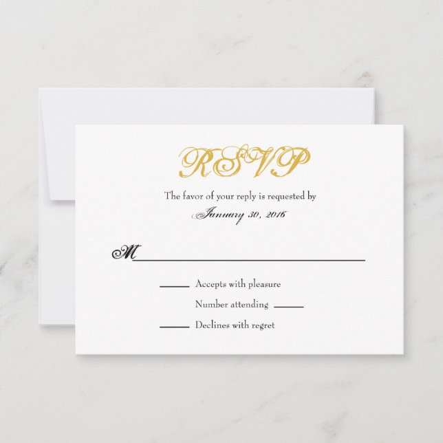 Plaque d'or blanc simple Mariage Cartes RSVP (Devant)