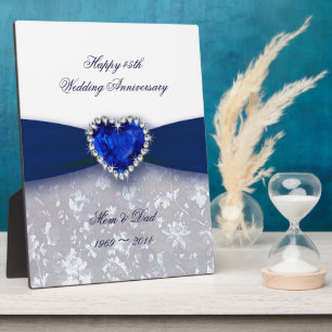 Plaque du 45e anniversaire du Mariage Damask