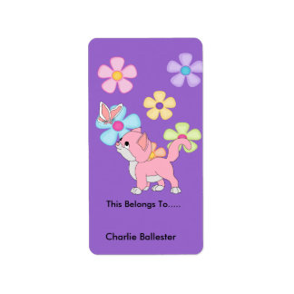 Plaque Étiquette Enfants Stickers Kitten Chat