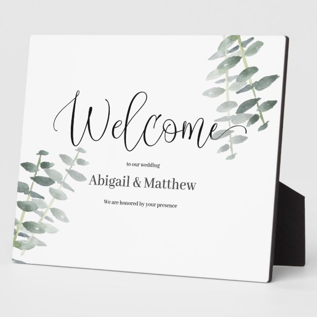 Plaque Eucalyptus Mariage de bienvenue (Côté)