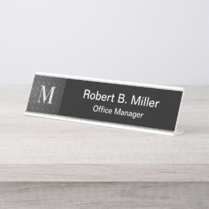 Plaque exécutive de nom de bureau de monogramme