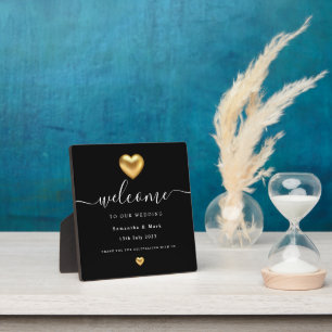 Plaque Mariage simple moderne Gold Heart