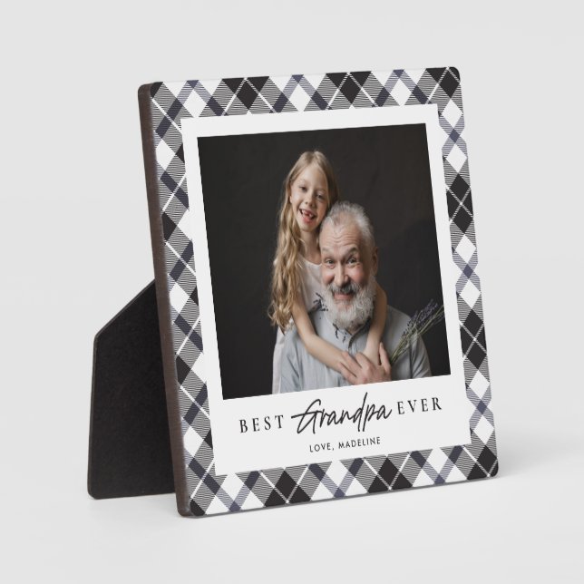 Plaque noire Plaid Best Grandpa Ever (Recto)