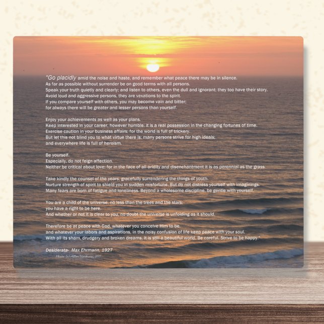 Plaque Ocean Sunrise Desiderata (Créateur téléchargé)