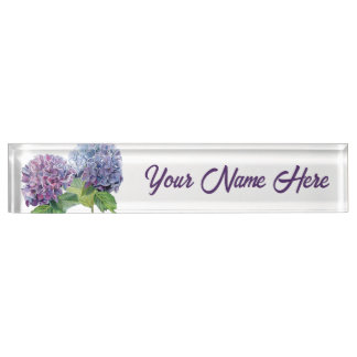 Plaque personnalisée aux hortensias bleus