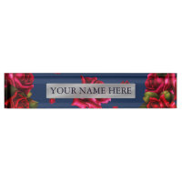 Plaque Personnalisée Fleurs Roses Bleues & Rouges