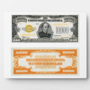 Plaque Photo 10 000 $ Gold Certificate Bank Note 1934