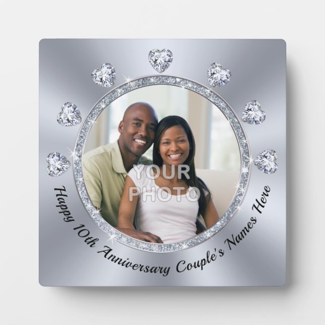Plaque Photo 10 ans Cadeaux pour amis et famille, (Devant)
