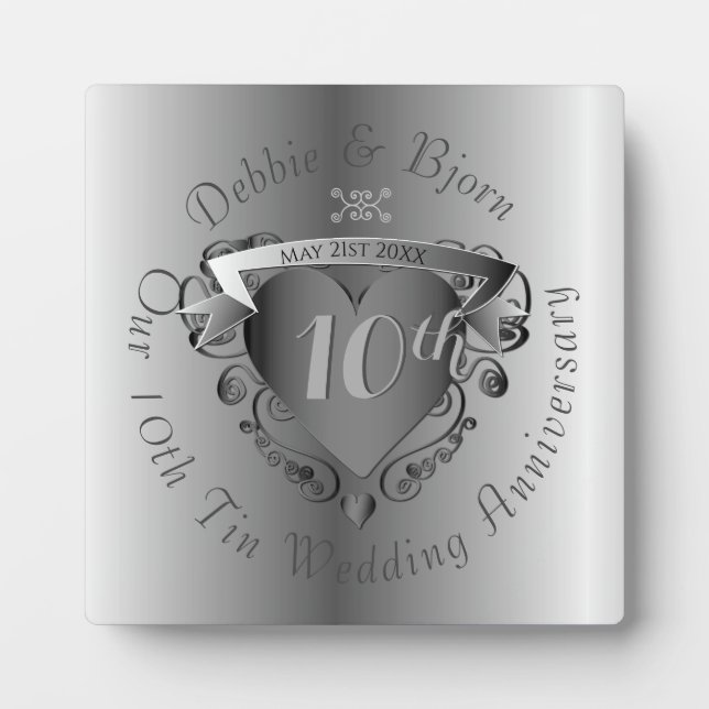 Plaque Photo 10e, 11e, 20e, 25e anniversaire de Mariage Coeur (Devant)
