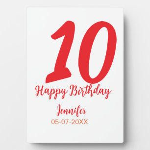Plaque Photo 10e anniversaire ajouter nom date année rouge modè