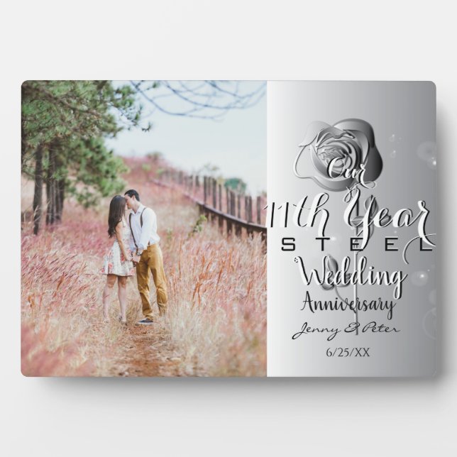 Plaque Photo 11e Mariage Anniversaire Personnalisé Photo Steel  (Devant)
