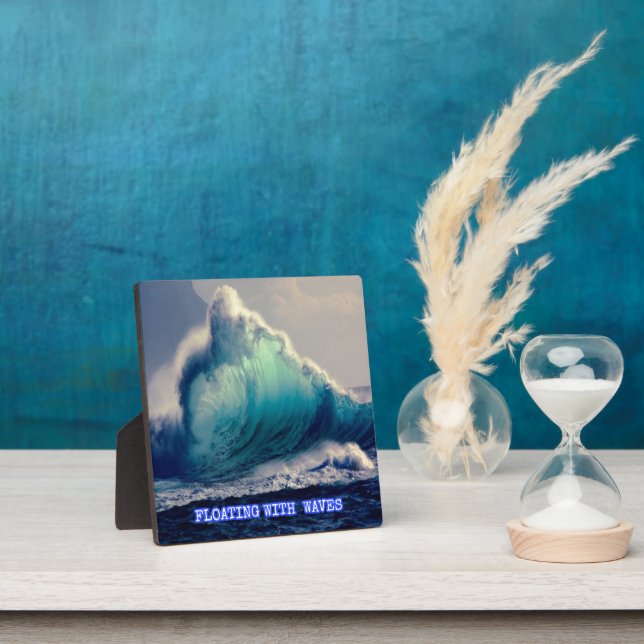 Plaque Photo 12.Bleu des vagues océaniques, cadeaux personnalis (Insitu)