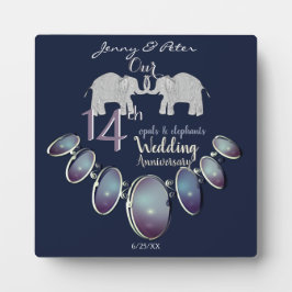 Plaque Photo 14e anniversaire de Mariage Opals & Elephants Mari