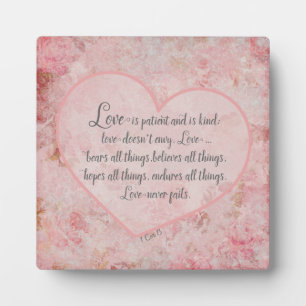 Plaque Photo 1 Co 13 - L'amour est le patient L'amour est le ge
