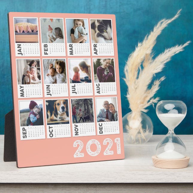 Plaque Photo 2021 Calendrier du bureau - photo moderne Collage (Côté)