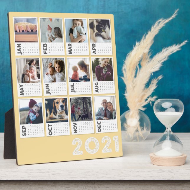 Plaque Photo 2021 Calendrier du bureau - photo moderne Collage (Côté)