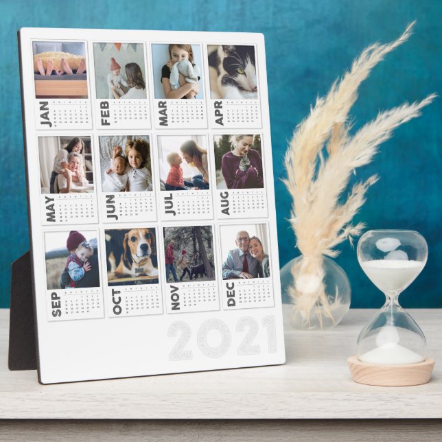 Plaque Photo 2021 Calendrier du bureau - photo moderne Collage (Côté)