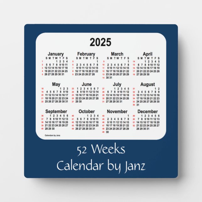 Plaque Photo 2025 Police Box Blue 52 Weeks Calendar par Janz (Devant)