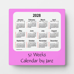Plaque Photo 2028 Violet 52 semaines Calendrier par Janz