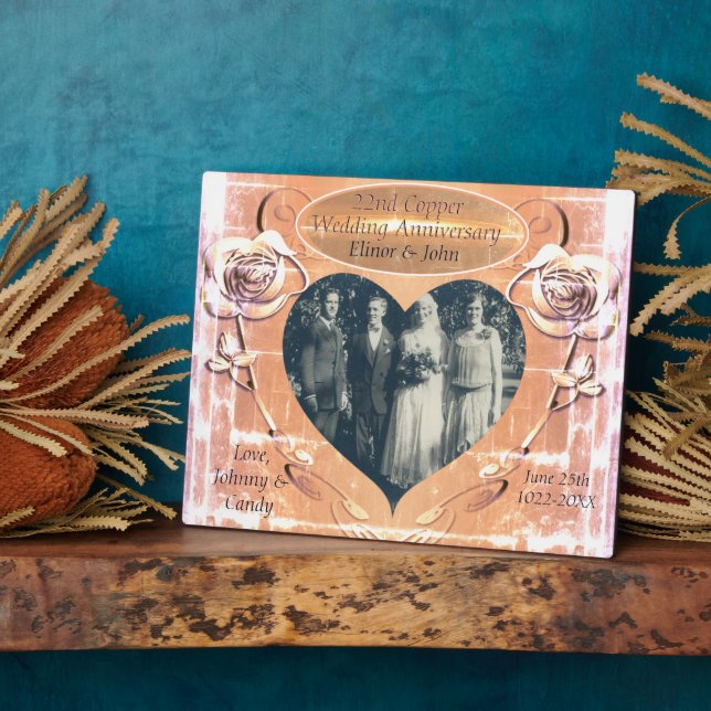 Plaque Photo 22e anniversaire du Mariage de cuivre (Côté)