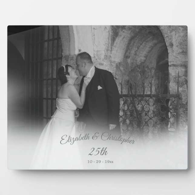 Plaque Photo 25e anniversaire de la photo du Mariage Argent (Devant)