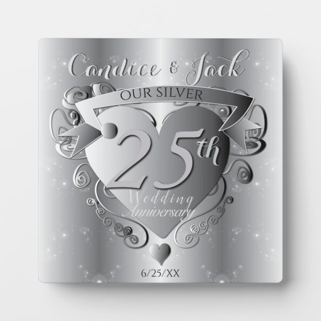 Plaque Photo 25e anniversaire de Mariage d'argent Emblème cardi (Devant)