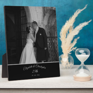 Plaque Photo 25th Wedding Photo Anniversary Black Silver