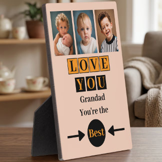 Plaque Photo 3 photos amour vous papé orange