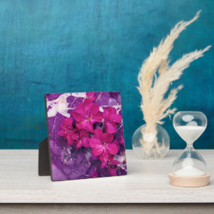 Plaque Photo 3D Floral Fuchsia & Purple Marble Art