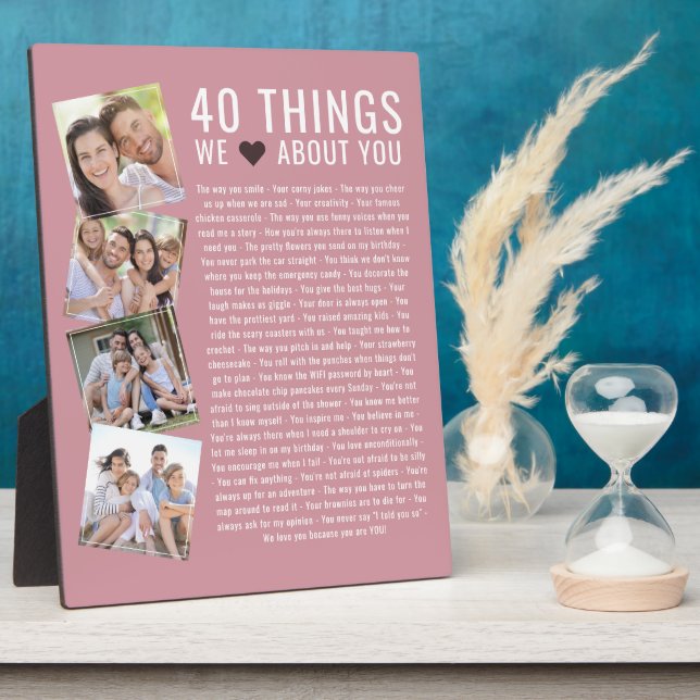 Plaque Photo 40 Choses Que Nous Aimons De Vous | Liste d'annive (Côté)