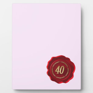 Plaque Photo 40e anniversaire sceau de cire rouge
