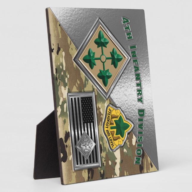 Plaque Photo 4e division d'infanterie "4ID Ivy Division" (Côté)
