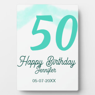 Plaque Photo 50e anniversaire ajouter nom date année vert paste