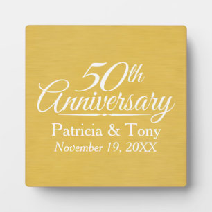 Plaque Photo 50e Anniversaire de Mariage Personnalisé Doré