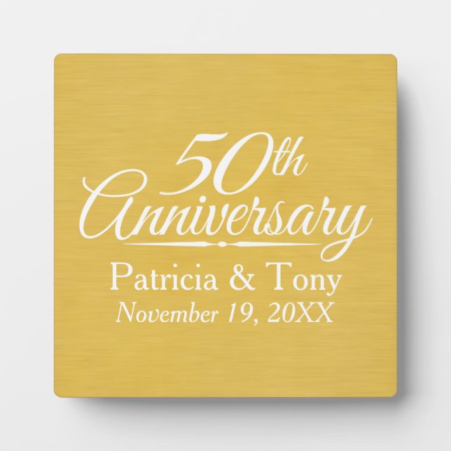 Plaque Photo 50e Anniversaire de Mariage Personnalisé Doré (Devant)