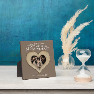 Plaque Photo 5e anniversaire du mariage du bois