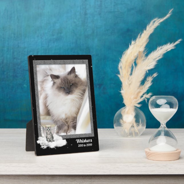Plaque Photo 5x7 Cat Pet Memorial Silver Photo (Côté)
