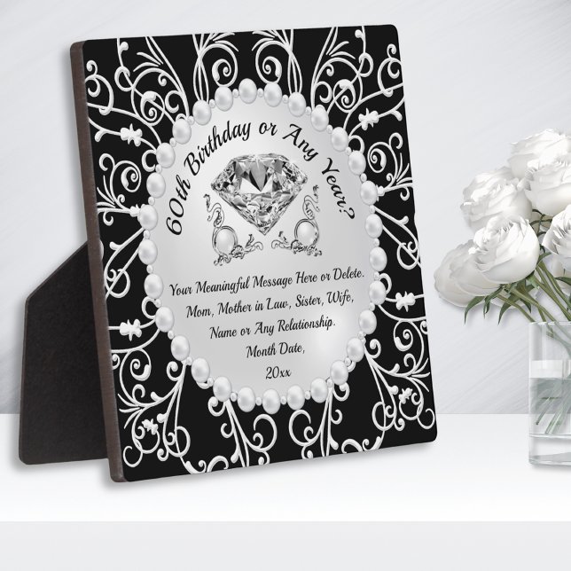 Plaque Photo 60e anniversaire Idées cadeaux bon marché, Son n'i (Gifts for Sister 60th birthday. Cheap 60th birthday gifts for her. Diamond and Pearls birthday gifts)