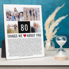 Plaque Photo 80 Choses Que Nous Aimons De Vous | 80e anniversai