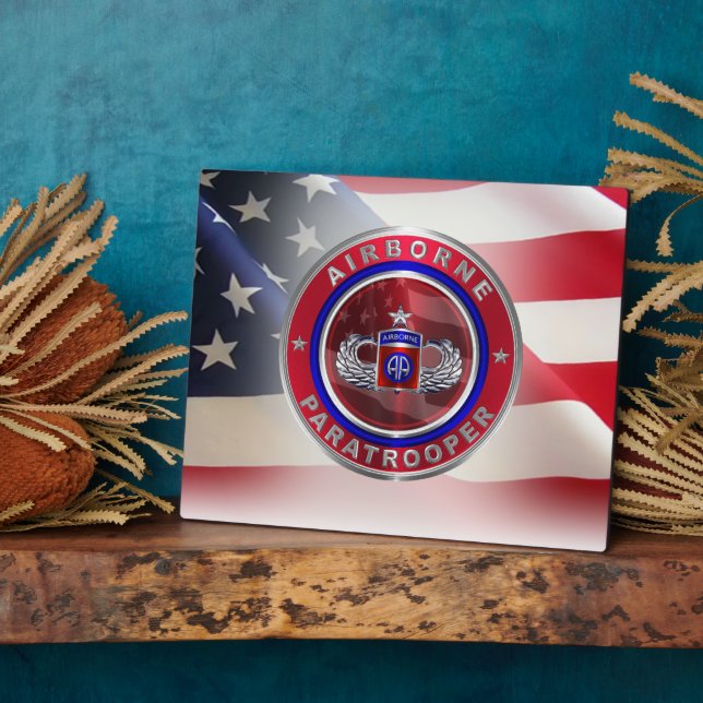 Plaque Photo 82e division aéroportée Parachutiste principal (Côté)