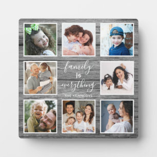 Plaque Photo 8 Photo Famille Tout Citer Bois gris