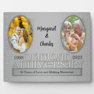 Plaque Photo 8x10 Diamant 60e Anniversaire de Mariage Photo