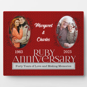 Plaque Photo 8x10 Ruby 40e Anniversaire de Mariage Deux Photo