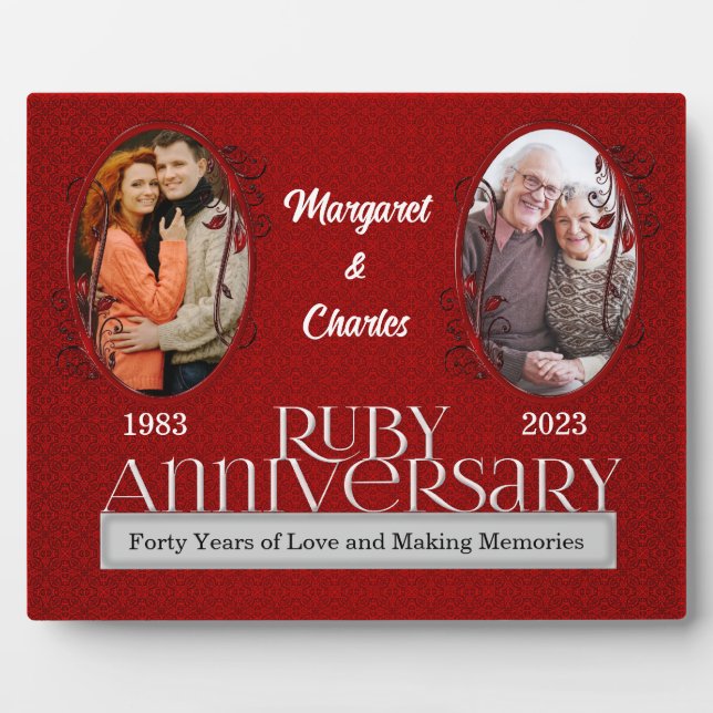 Plaque Photo 8x10 Ruby 40e anniversaire de mariage Deux photos (Devant)