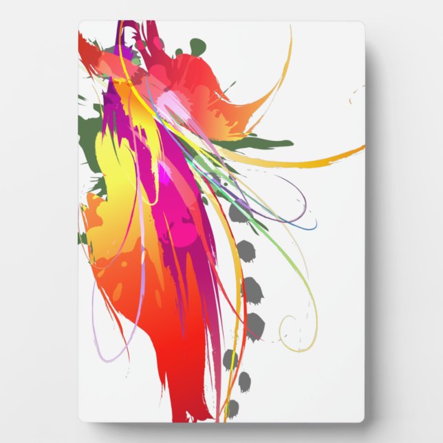 Plaque Photo Abstrait Oiseau de Paradise Paint Splatters (Devant)
