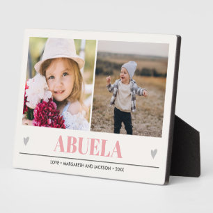 Plaque Photo ABUELA Petits-enfants 2 Photo PINK COEURS GRIS