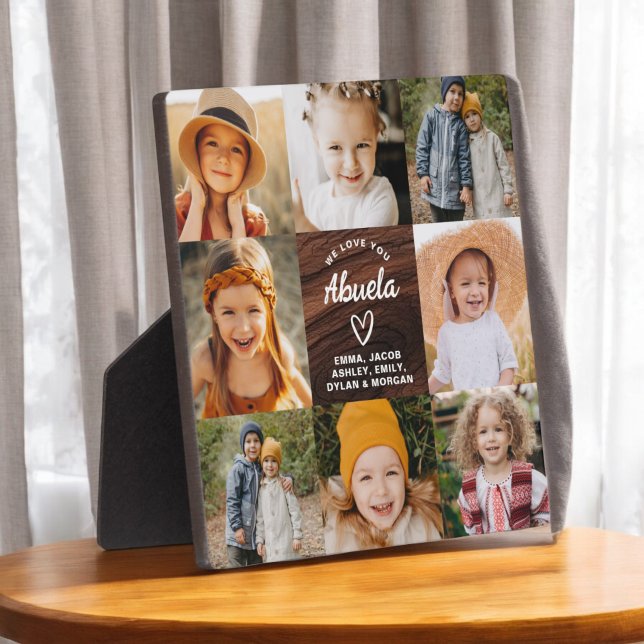 Plaque Photo Abuela We Lots Hearts Wood Photo Collage (Créateur téléchargé)